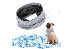 RXSPOYLY Kühlhalsband für Hunde, Sommer Hundehalsband Kühlend, Kühlende Halstuch Hund, Atmungsaktiv Wärmeableitung Bandana für Hunde, Geeignet für Kühlhaustiere im Sommer(Grau/M)