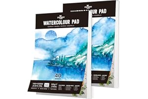 Stationery Island Papel Acuarela A6 300gr, 40 Hojas Cuaderno Bloc Pack de 2 para Niños y Adultos - Profesional para Pintar, Dibujar y Bocetos