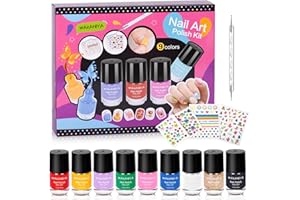 wakaniya Kids Nail Polish Sets for Girls, Quick Dry Non Toxic Peel Off Toddler Nail Varnish with Diamond Stickers, Low Odor Water Base Nail Polish for Kids 3+