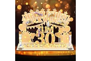 Hzdyopk Geldgeschenke Geburtstag, 30 Geburtstag Geschenk mit LED Lichterkette, Geschenk zum 30 Geburtstag für Mann Frau, Holz-Schild Gästebuch Kreatives 30. Geldgeschenke Dekoration