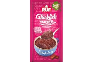 ‎RUF RUF Glücklichmacher Tassenkuchen Schokolade, saftiger Mikrowellenkuchen in 90 Sekunden, einfach mit Milch anrühren & genießen, schneller Kuchengenuss für zwischendurch, 1 Portion