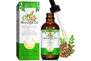 FSLHCY Huile de Moringa 60ml, Moringa Oil pour Cheveux, Visage, Peau et Massage, Naturelle Pressée à Froid Hydratation et Éclat, Anti-Âge