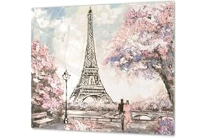 CONCEPT CRYSTAL Tagliere da cucina in vetro e Copri-piano cottura a induzione – pezzo UNICO (60x52 cm) o DUE pezzi (30x52 cm ognuno); D13 Serie D'arte: Parigi 5