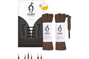 biped LACES 2 paires de lacets plats en coton, largeur 7 mm - lacets de qualité résistants à la déchirure pour chaussures, bottes et baskets en cuir - fabriqués en UE z2904