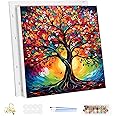 MEIYUDA Paint by Numbers Kits for Adult with Frame Tree of Life, DIY Canvas Oil Painting Kit for Adult or Beginner Paint by Numbers, Arts and Crafts Kit Acrylic Pigment for Home Wall Decor 30x30cm