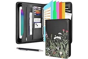 Leathario Portfolio A4 Porte-documents, avec à 4 Anneaux, Organiseur de Conférence, Carnet d'écriture - Dossier de présentation professionnel