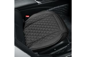 POKSRI Guero Genuino Piel de Vaca Funda Asiento Coche,Protector Funda Asiento Coche Delantero,Es Compatible con la mayoría de los vehículos de la categoría A en adelante(Negro,1p)