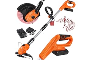 Masko® Cortadora de césped sin Cable con batería de Litio de 20 V, batería de 2,0 Ah y Cargador, desbrozadora de 26 cm de círculo de Corte