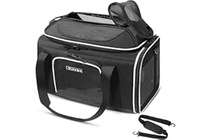 Petskd Top-Expandable Pet Carrier 17x13x9.5 Inches Southwest Airline Approved, Soft-Sided Carrier for Small Cats and Dogs with Locking Safety Zippers and Anti-Scratch Mesh(Black)