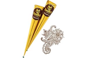 PuraTick 2 Pcs Henna Mehndi Cones Dark Brown Mehndi | All Natural Body Art Organic Herbal Temporary Tattoo | Ready to Use Henna | Pack of 2