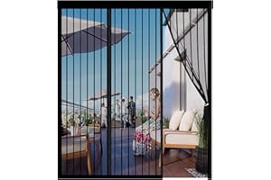 TYYHTJ Magnet Fliegengitter Tür, Doppeltür Magnetvorhang, Insektenschutz Balkontür 190x210CM, Stärkere Magneten Fliegengittertüren für Schiebetür, Kellertür und Terrassentür, zwei Öffnungen, Schwarz