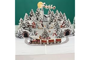 pekifaves Biglietto di Natale 3D Biglietto, Auguri Pop Up Babbo Natale con Busta, con Babbo Natale, renne e albero di Natale, biglietti pieghevoli, per amici e familiari, Merry Christmas