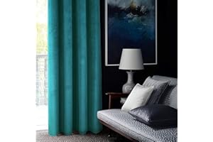 always4u Super Soft Velvet Curtains Teal Blackout Curtains 90x90 Inches Eyelet Thermal Insulated Fully Lined Window Treatment for Living Room 1 Pair
