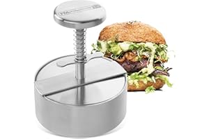 FMPROFESSIONAL FM Professional Prensa Hamburguesas Profesional XXL Molde de gran tamaño en Acero Inoxidable para Carne, Pescado, Burger Vegana, Filetes Rusos Apta para lavavajillas, 14x11,5cm, 1 ud.