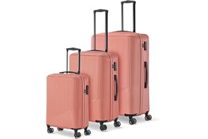 Travelite 4-Rad Koffer Set 3 teilig Größen L/M/S, Gepäck Serie Bali: ABS Hartschalen Trolleys mit TSA Kombinationsschloss (Handgepäck Koffer ohne TSA)