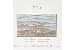 SM.LT SMLT AS-10(300) Q/PRO Line Bloc à aquarelle carrée professionnel 300 g/m² 100% coton Blanc traditionnel 10 feuilles
