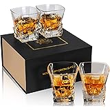 KANARS 4-teiliges Whiskygläser Set, Bleifrei Kristallgläser, Whiskey Glas, 300ml, Schöne Geschenk Box