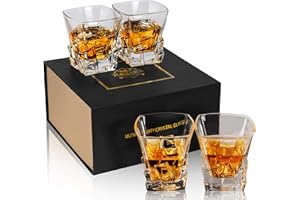 KANARS 4 Pezzi Bicchieri da Whisky, Bicchiere da Cocktail Cristallo per Martini, Cognac, Scotch, Bourbon, Bellissimo Regalo, 300 ml