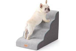 Gardner Pet Schody dla małych psów o wysokości 50 cm, zakrzywione 4-stopniowe schody dla zwierząt domowych, stopnie dla psów do wysokiego legowiska (45-61 cm), kanapa z trwałą, antypoślizgową