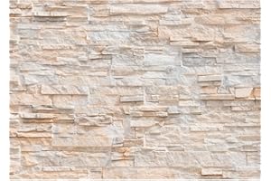 Runa Art Papel tapiz fotográfico Steinwand efecto 3D 352 x 250 cm Lana Fondo De Pantalla XXL Moderna Decoración De Pared Sala Cuarto Oficina Salón beige 9082011a