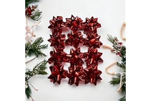 GMM Lazos, Lazos, Lazos para Paquetes de Regalo autoadhesivos, Estrellas Decorativas para Navidad, San Valentín y Cualquier ocasión, diámetro de 4,5 cm, Color Rojo