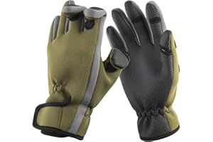 Dr.Fish Fishing Gloves with 3 Fingerless for Men & Women- Waterproof Fabric, Anti-Slip, Wind-Blocking, Breathable and Keep Warm in Fishing, Cycling, Winter Outdoor Sport