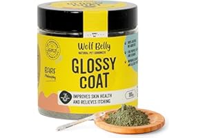 WOLF BELLY NATURAL PET GOODNESS Wolf Belly – Suplemento para Piel y Pelaje Perro 100% Natural (180 g) con Levadura de Cerveza, Espirulina y Alga Ascophyllum | Menos Picor y Caída | Pelo Fuerte y Brillante | Polvo – Hecho en España