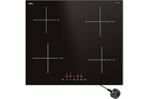 STARCHARTS Plug in Electric Induction Hob with Italian ILVA Glass, 13amp Plug and Play, Built in 4 Zone Plug in Cooktops 3000W, Boost, Pause, Keep Warm, Child Lock, Matte Black, Fine Deco Style