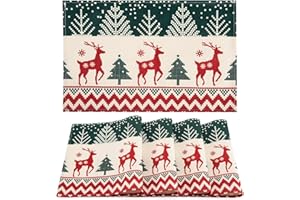 AFXXE Tovagliette Natalizie Set da 4, Stile Pixel Sottopiatti Natalizi, Lavabile Tovagliette Natalizie Stoffa, 30x45 cm Tovagliette Americane Natalizie, Adatto per La Tavola e Decorazioni Natalizie