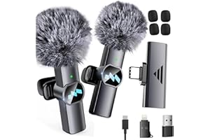 MLZTINGR Micro Cravate sans Fil pour iPhone/iPad/PC/Android,Lavalier sans Fil à Revers Plug and Play réduction du Bruit Microphone Bluetooth pour Live/Youtube/Vlog/TikTok (Noir Gris)