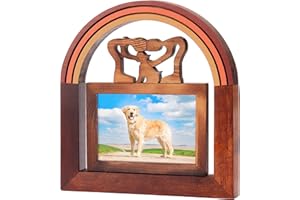 Erogeen Rainbow Bridge Dog Memorial Gifts, Wooden Dog Picture Frame for 4x6 Photo(Horizontal), Pet Memorial Loss Sympathy Gifts Dog Memorial Gifts for Loss of Dog (Family and Dog)