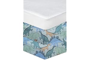 Hajran Linen 3 Pcs Soft & Cozy Next to Me Crib Fitted Sheets - 100% Pure Cotton 2x Fitted Sheets + 1x Waterproof Mattress Protector - Premium Quality High Thread Count (83-85 x 50-51 cm, Animals)