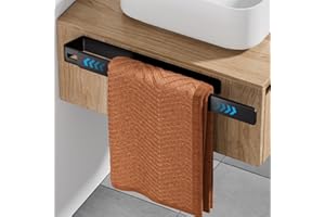 Tilenvi Toalleros de Baño sin Taladro Escalable 43-78cm, Toallero Adhesivo Baño, Accesorios Baño Colgador Toalla Baño Towel Holder Toallero de Pie para Baño y Cocina(Negro)