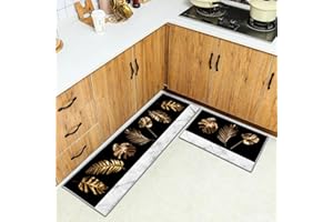 HSGLGNA Kitchen Rug, 2 Pieces Non Slip kitchen mat sets,Washable Kitchen Floor Mat For Kitchen,Hallway,Living Room,Bedroom,Bathroom (style B, 43x75+43x150cm)