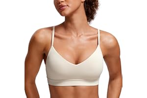 CRZ YOGA Butterluxe V Cuello Deportes Sujetadores para Mujer Ajustable Acolchado Yoga Sostén