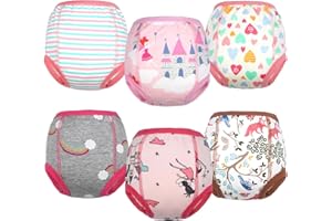 FLYISH DIRECT Culotte Enfant Apprentissage en 100% Coton, Culotte Apprentissage Propreté Garcon, Slip d’apprentissage Garcon Absorbant, Culotte d’apprentissage Lavable, 6 Paquets, Rose, 2 Ans