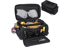 GKSTLY 14" Borsa Porta Utensili Tascabile Multiuso Borsa Porta Attrezzi Lavoro Bocca Ampia Borsa Per Attrezzi Organizzatore in Oxford con Maniglia Imbottita per Elettricista Meccanico Falegnami Idraulici