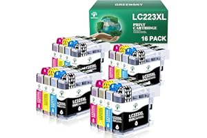 GREENSKY Tinta LC223 Compatible de Reemplazo por Multipack Tinta Brother LC223 por Tinta Brother MFC-J480DW DCP-J562DW DCP-J4120DW MFC-J4420DW MFC-J5320DW MFC-J4620DW MFC-J880W Cartucho (16 Paquetes)