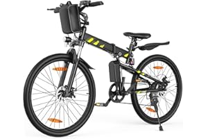 AOIHO Bici Elettrica, 26" Bici Elettrica Pieghevole con 48V 374,4 Wh Batteria Rimovibile, Autonomia di 70 KM, Motore da 250W, Bicicletta Elettrica a 7 Velocità, LCD Display, Mountain Bike Elettrica