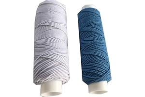 THE TRIMMING DEPARTMENT Shirring Shearing Elastic Thread, 20 Meter Each Colour Per Spool, Pack of 2 X 20m Spools, Sewing, Haberdashery, Craft, Smocking, Gathering, (White & Air Force Blue), 30 Colours Available