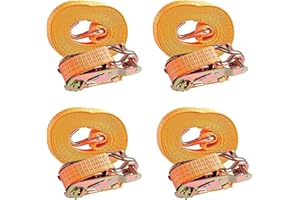 Savieva 4 Sets 50MM X 6M Heavy Duty Ratchet Tie Down Strap - 1000KG Break Strength Tensioning Belts Ratchet Straps Lashing Cargo Luggage Automotive Ratchet Lashing