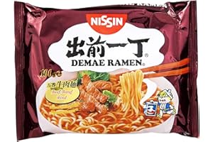 NISSIN Demae Ramen - Soupe de nouilles instantanées en sachet saveur Boeuf 100G (Lot de 6 sachets)