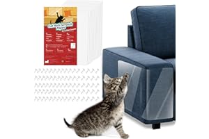 VavoPaw Protezione Graffi Gatto [12 Pezzi], Protezioni per Mobili per Divani Nastro Adesivo Antigraffi per Gatti Proteggi Divano Gatti Graffi Trasparente PVC con Viti Antigraffio Protector per Divano