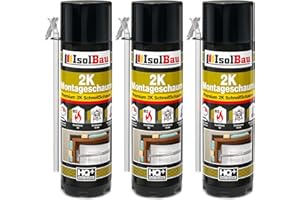 Isolbau 2K Montageschaum B2 Zargenschaum - Premium PU-Schnellschaum für Türen, Fenster, Dämmung & Montage - 3 x 400 ml