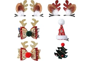 CIATBYYJ 8 Pcs Christmas Hair Clips, Decorative Reindeer Antlers Headdress, Cute Deer Ears Christmas Tree Hat Pins, Cute Holiday Hair Accessories for Women & Kids Gifts Christma Party