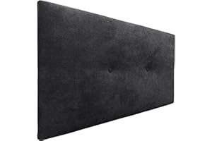 DHOME Cabecero de Polipiel o Tela Acualine Liso con Botones Tapizado de Alta Gama Cabezal Lujo Cama Dormitorio Moderno Acolchado (Tela Negro, 105x50cm (Camas 80/90/105))