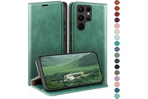 HUOUH Funda para Samsung Galaxy S23 Ultra Titular de Tarjeta de crédito,Cubierta a Prueba de Golpes teléfonos Fundas,Estuche de Billetera Cuero de PU con Bloqueo RFID para Samsung S23Ultra Verde Claro