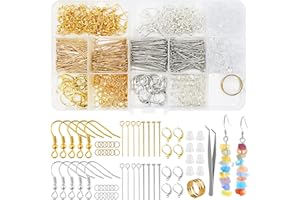 HAVACUE ㅤ HavaCue 1350 Stück Ohrringe Selber Machen Set, 925 Ohrring Haken für Anfänger und Erwachsene, Ohrringe Basteln Set für die Schmuckherstellung die Reparatur von Ohrringen Armband Halskette DIY