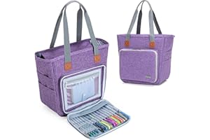 Luxja Bible Bag with Multiple Pockets for Bible Study Items, Bible Case Tote for Women, Purple