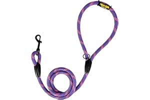 AVANZONA Guinzaglio per addestramento classico per cani, corda in nylon, prodotto in Spagna, per cani di piccola, media e grande taglia. 120CM. Violet con Rosa